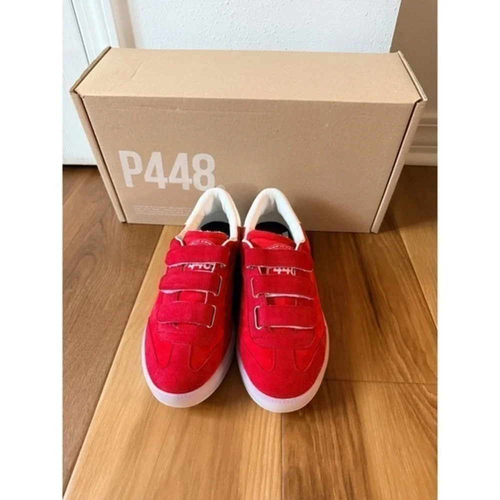 P448 Monza Velcro Red Suede Low Top Sneakers‎ S25MONZAVELCRO1-W 41 / 11